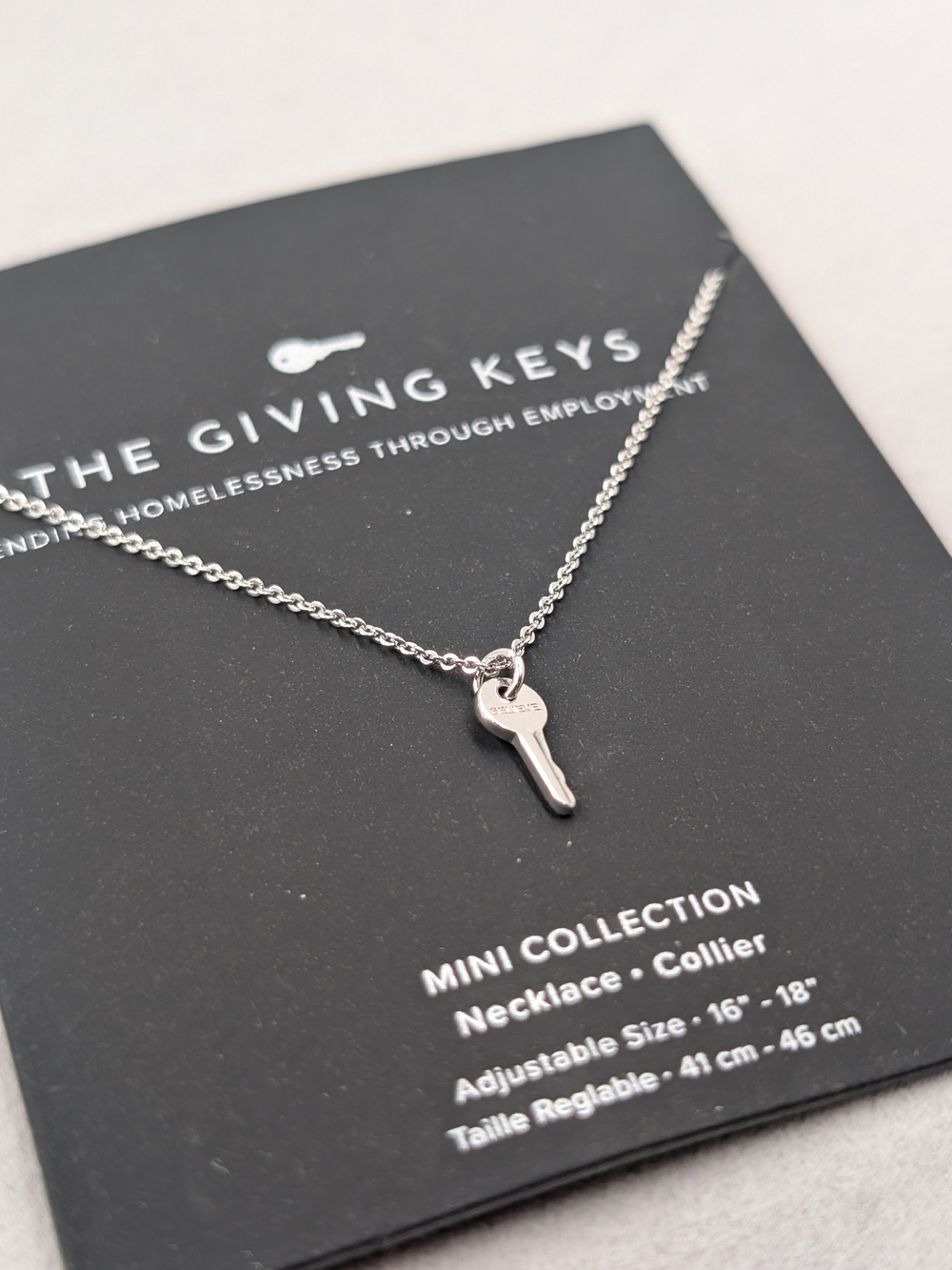 The Giving Keys BELIEVE Mini Key Necklace Silver Tone NOC 16-18" 0807